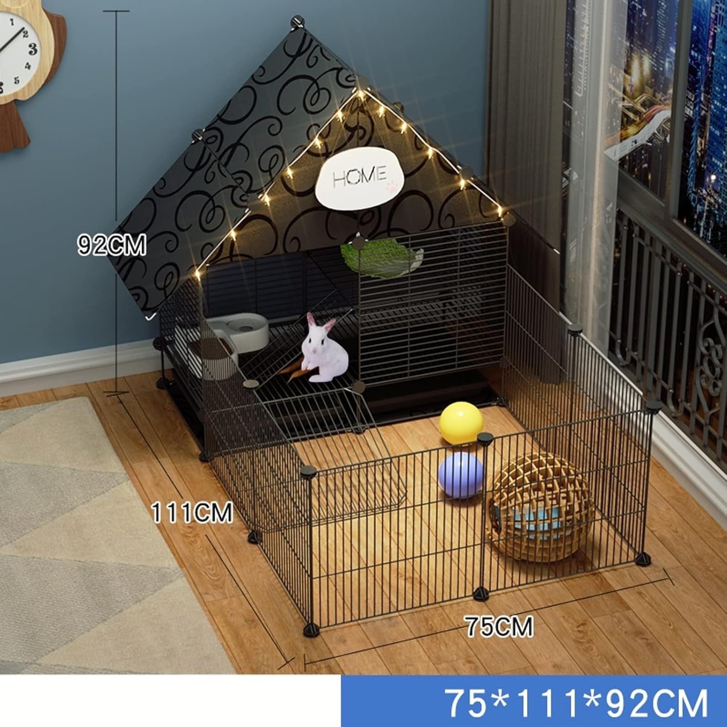 2-Story Rabbit Cage Indoor Large Metal Hutch Secure Small Animal Enclosure