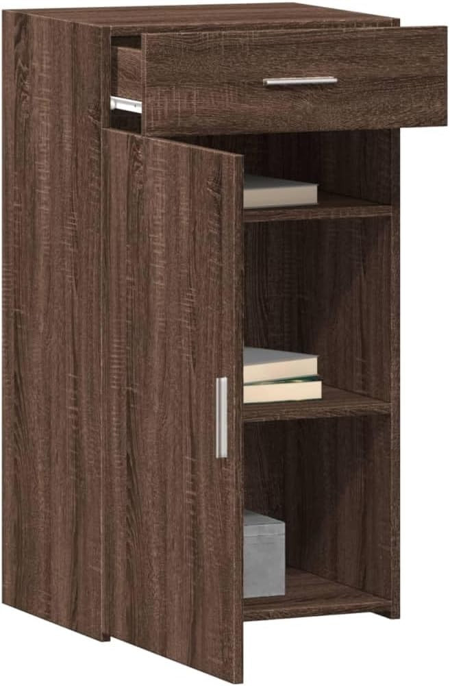 Brown Oak Sideboard Cabinet with Drawer & Cupboard – Durable & Spacious