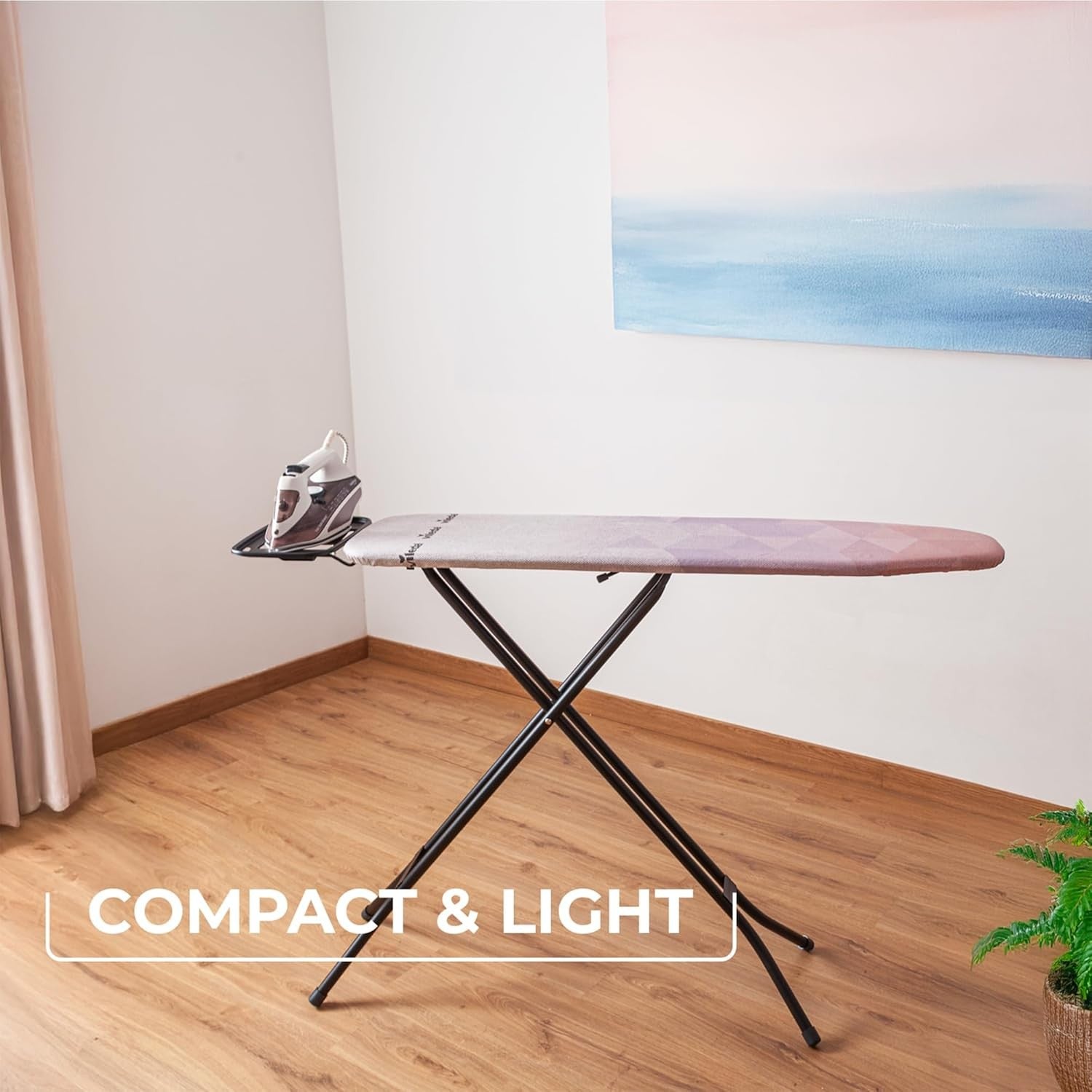 Compact Ironing Board Height Adjustable Foldable Lightweight 114x33cm
