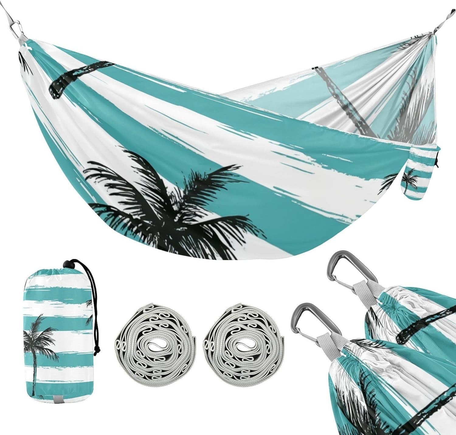 Outdoor Fabric Hammock 2 Person with Tree Straps 330lb Capacity Patio Beach