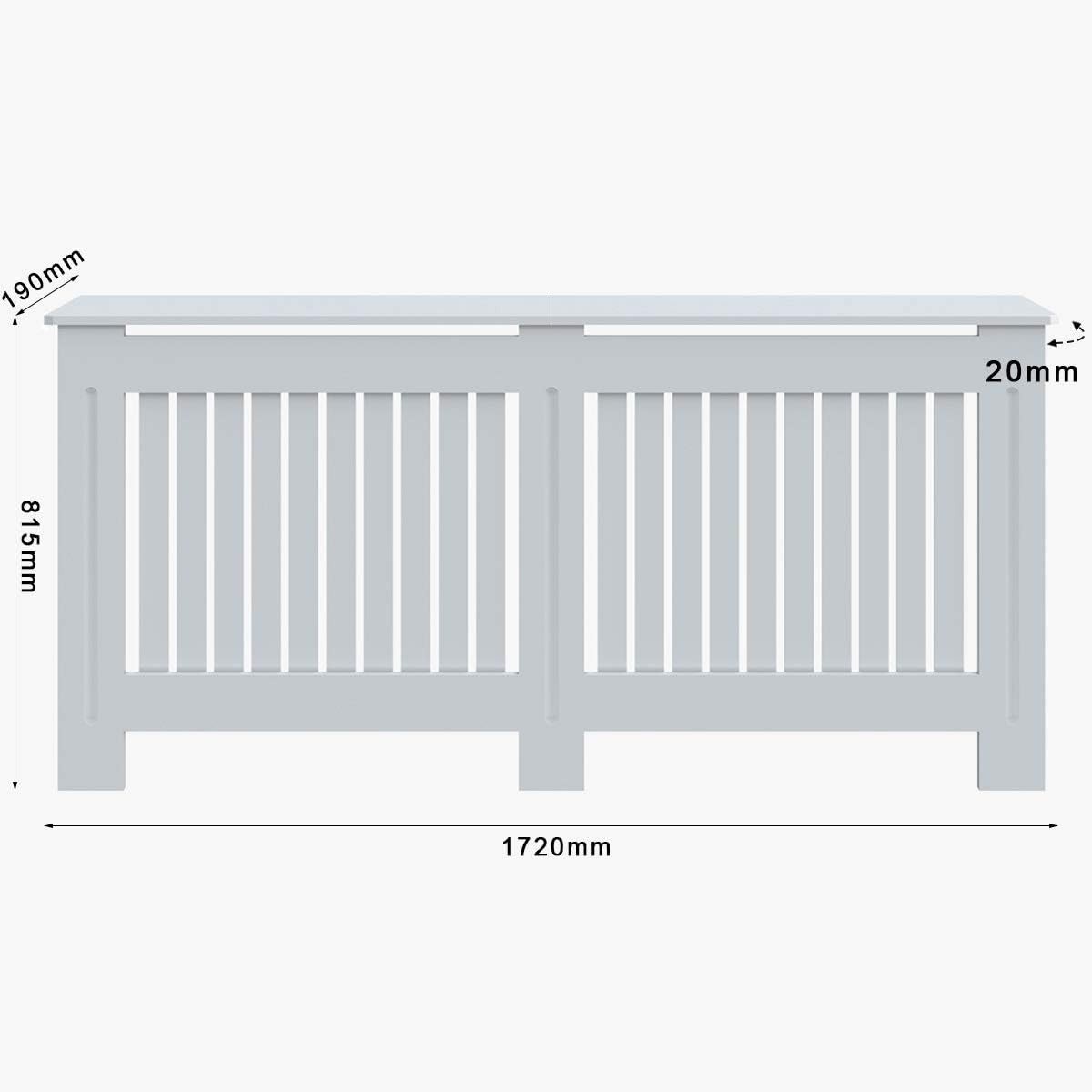 Extra Large Radiator Cover Cabinet White Slat MDF Modern Heater Shelf Home Decor