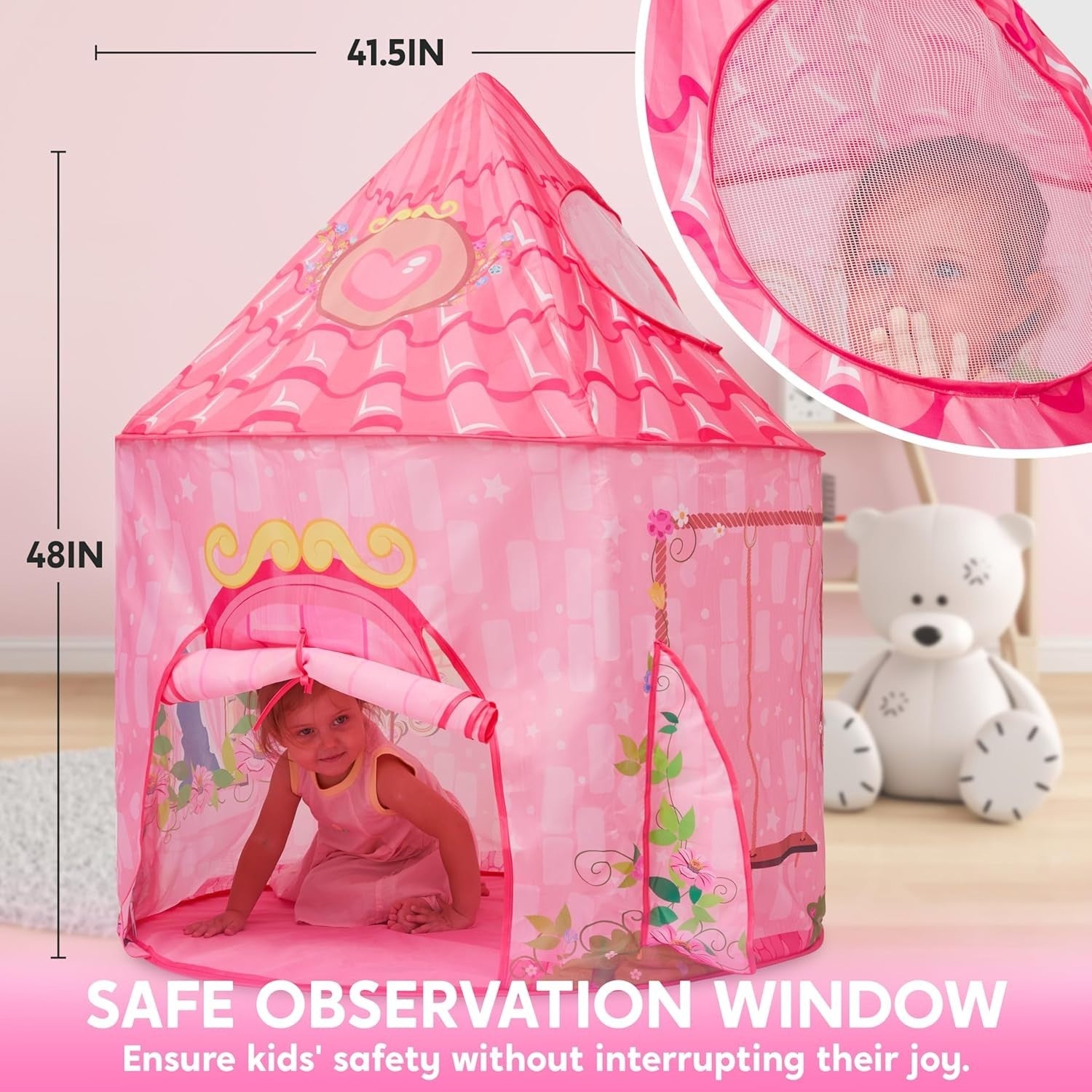 Pink Princess Castle Play Tent Kids Pop Up Indoor Outdoor Playhouse