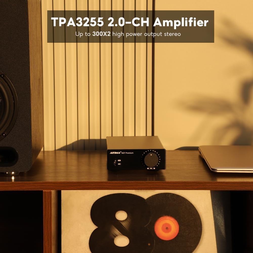 AIYIMA A07 TPA3255 HiFi Amplifier 300W×2 Class D Stereo Amp Home Audio 32V