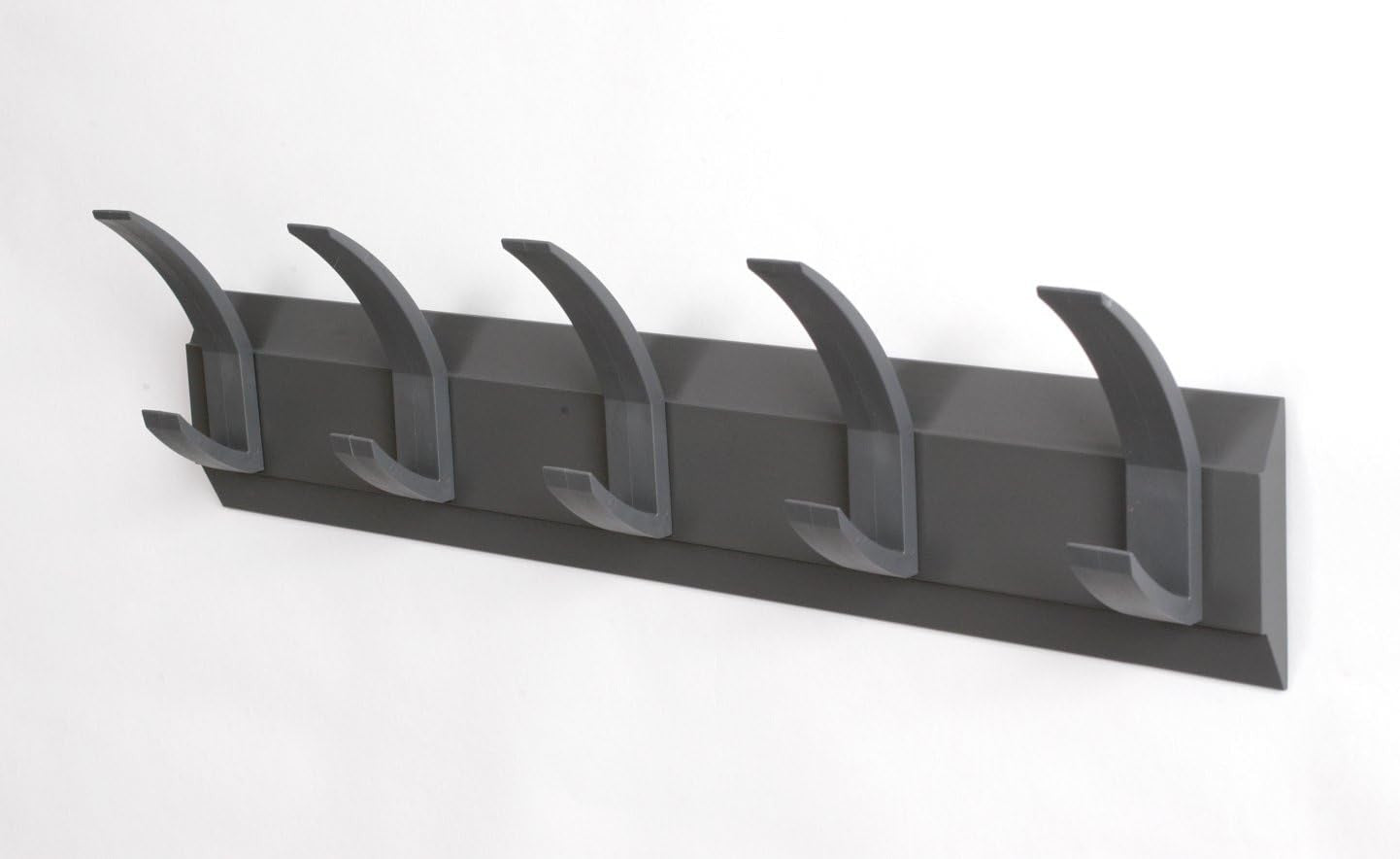 Wall Mounted Coat Rack 8 Hooks | Heavy Duty Graphite Hat & Bag Hanger