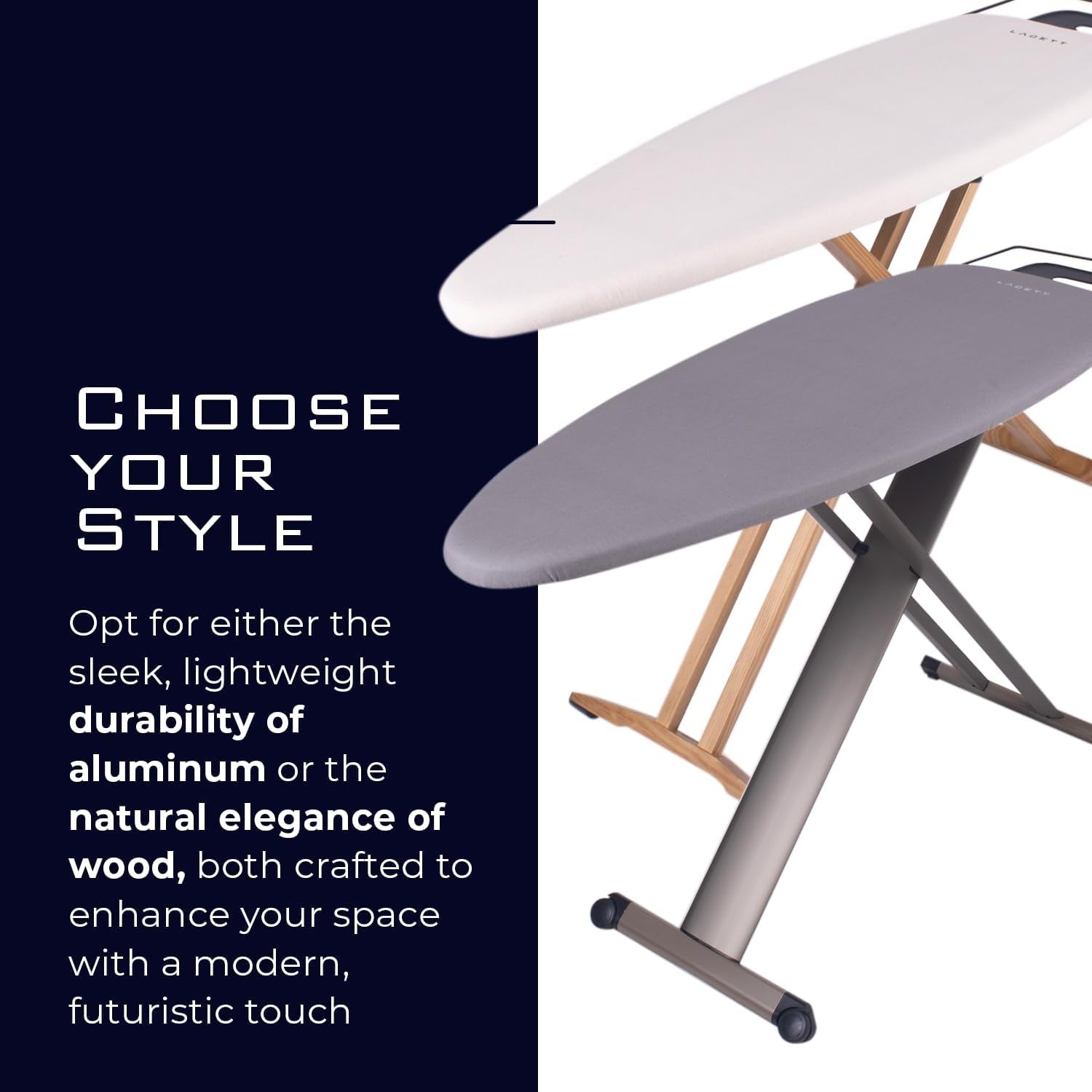 Luxury Extra Large Ironing Board Wooden Legs Height Adjustable Elegant Wood