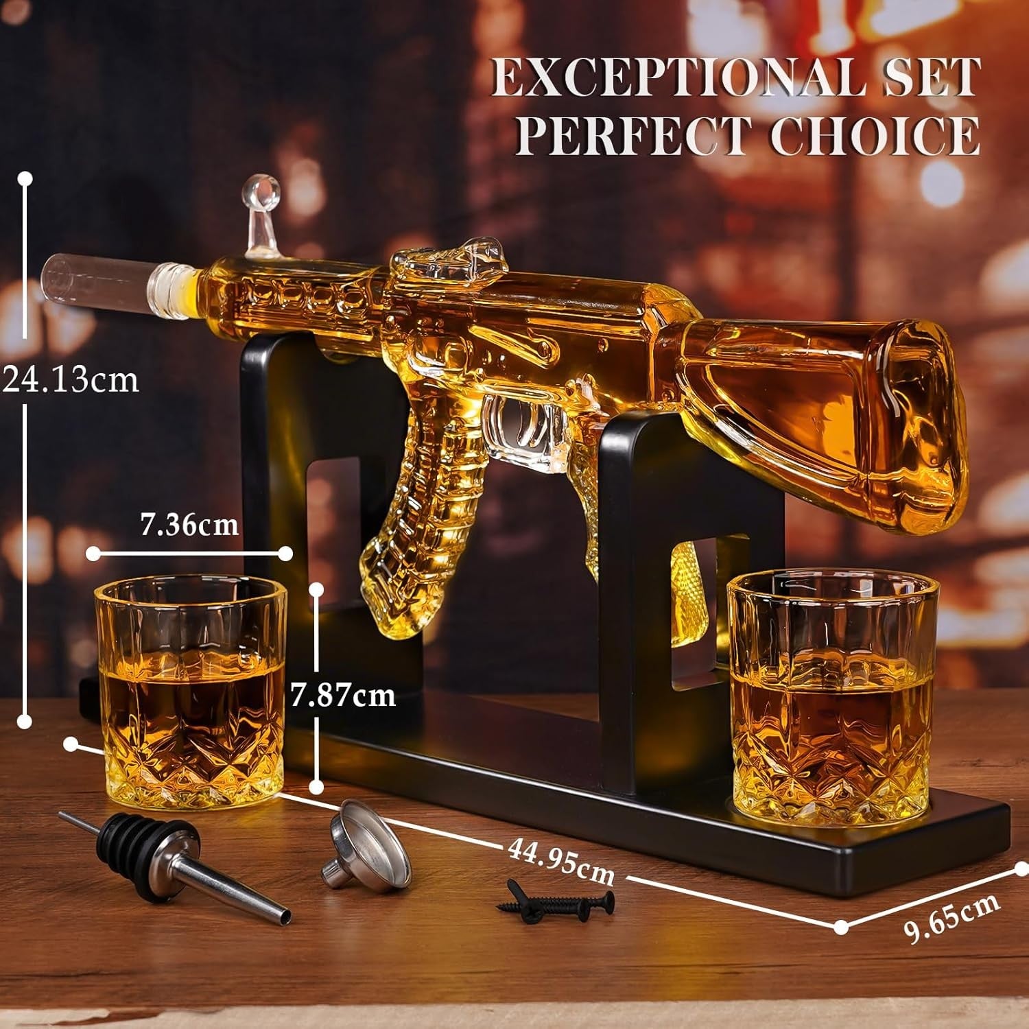 AK47 Whiskey Decanter Set with Glasses 550ml Novelty Gift for Men Bar Decor