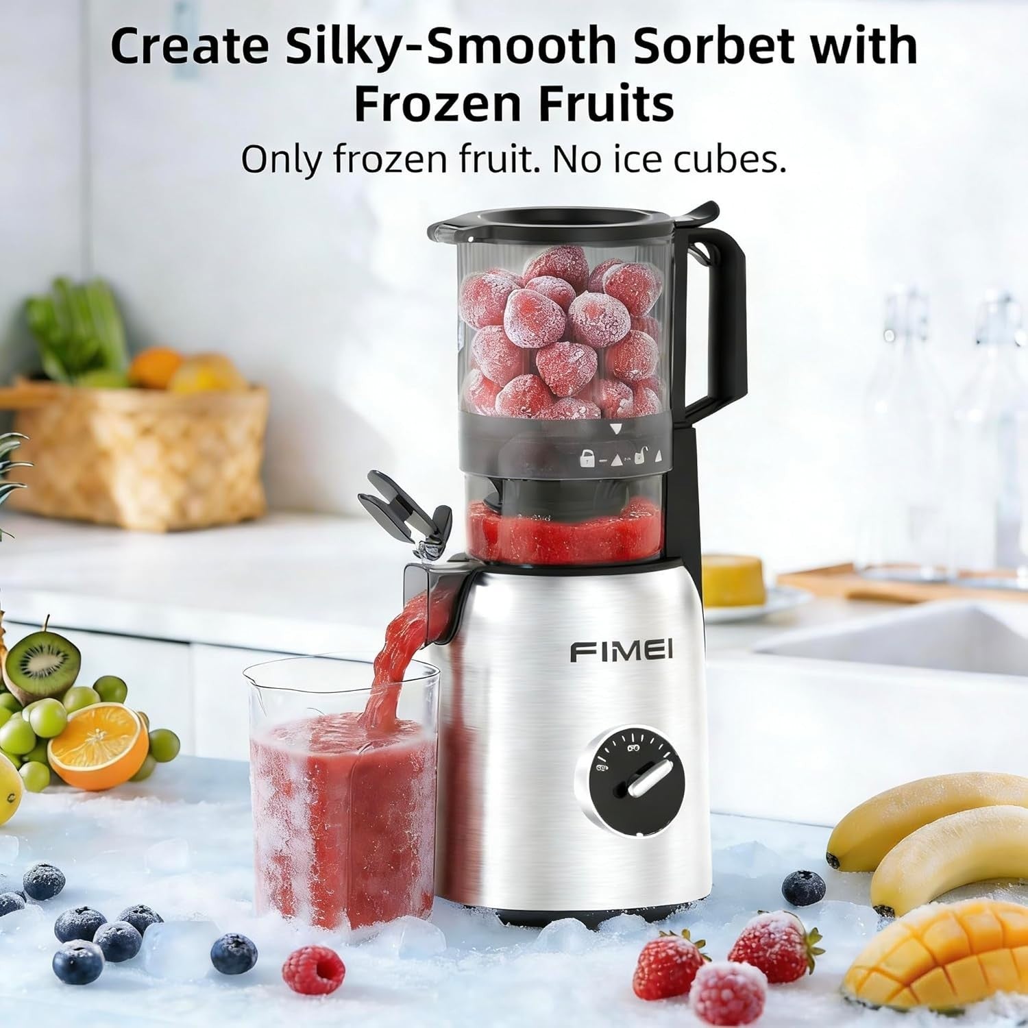 Cold Press Juicer 135mm Large Feed Chute Whole Fruit 300W High Yield