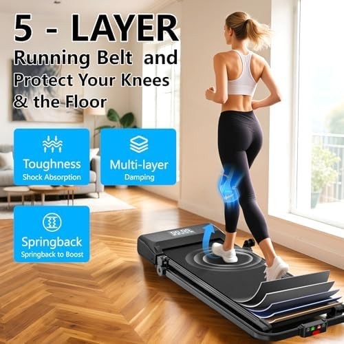 CANMALCHI Foldable Under Desk Treadmill 12KM/H LED Remote Compact Home