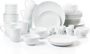 42 Piece White Dinner Set Porcelain Coupe Plates Bowls Cups Dishwasher Safe