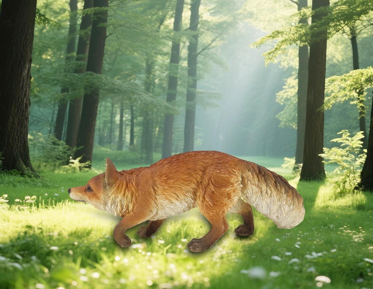 Realistic Fox Garden Ornament Sitting | Weatherproof Resin Woodland Animal Decor