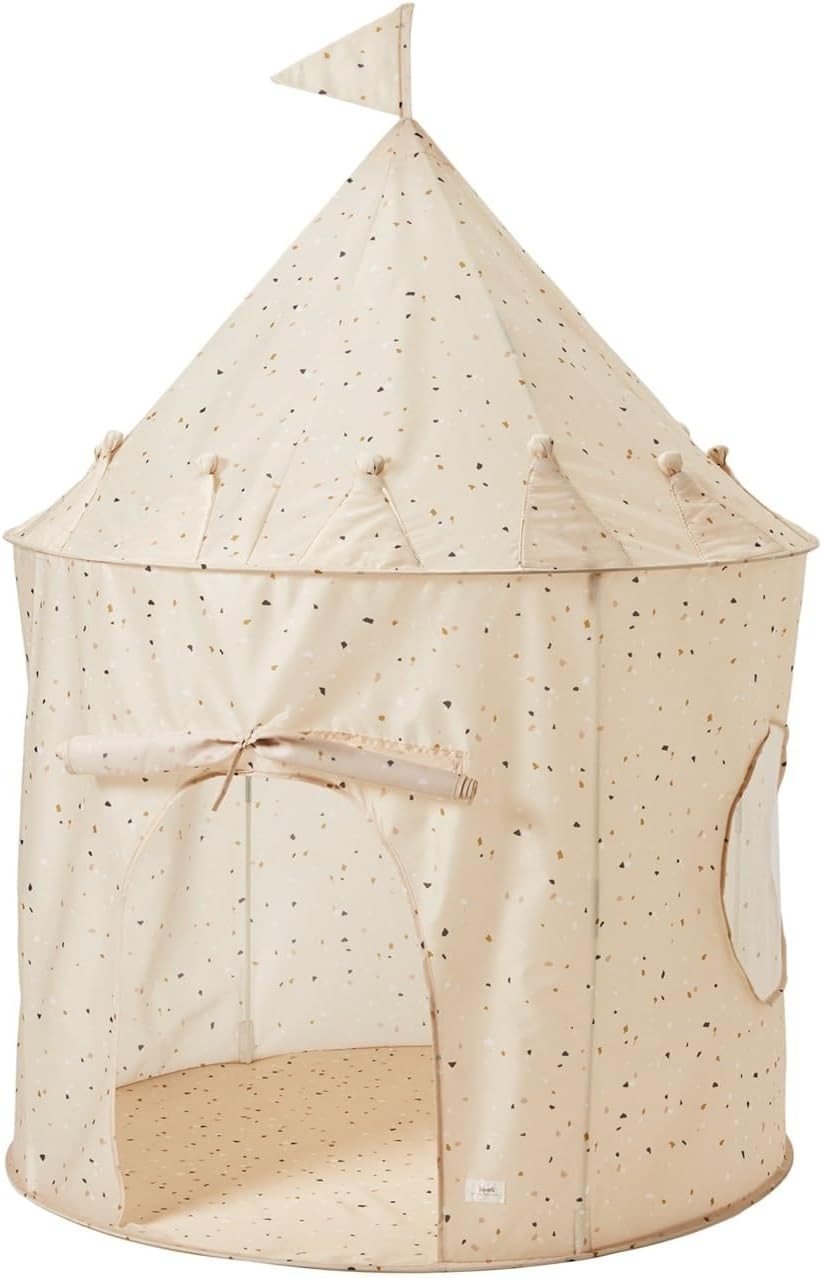 Beige Terrazzo Kids Indoor Play Tent Modern Pop Up Fort House