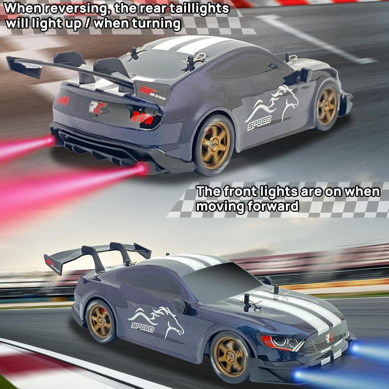 1:14 Full Proportional 4WD RC Drift Car GT High Speed w/ Extra Tires LED