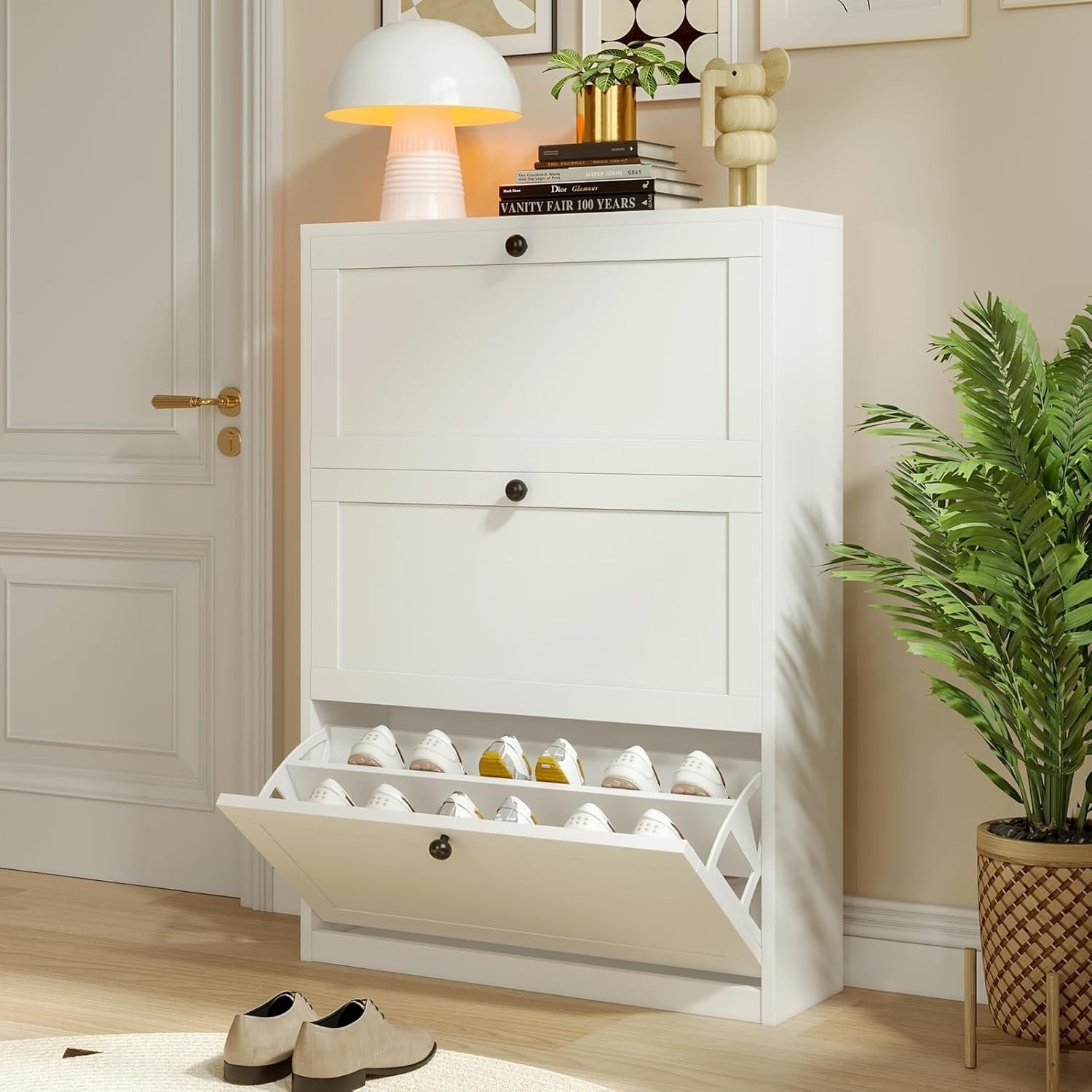 Slim 3-Drawer Shoe Cabinet with Adjustable Shelves & Anti-Tip Safety