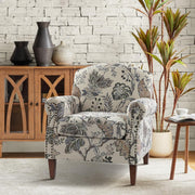Floral Armchair Grey Accent Chair Sofa Seat for Lounge Bedroom Office