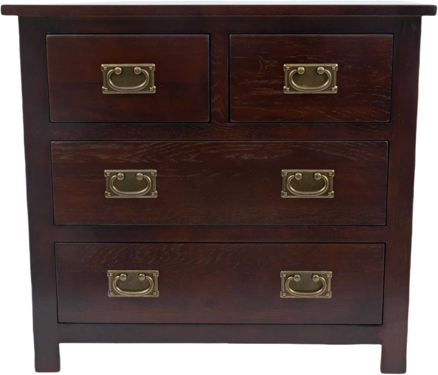 Solid Oak 4 Drawer Sideboard Cabinet Walnut Chest Bedroom Storage Unit