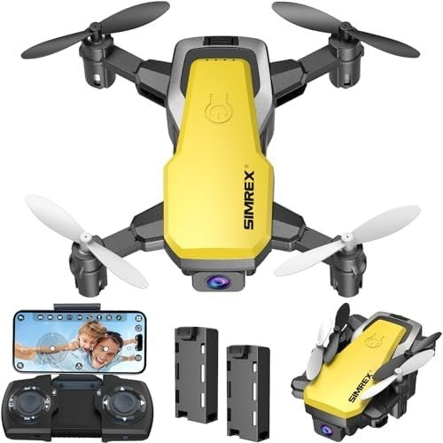 720P HD Foldable FPV Mini Drone Altitude Hold 3D Flip 2 Batteries Yellow