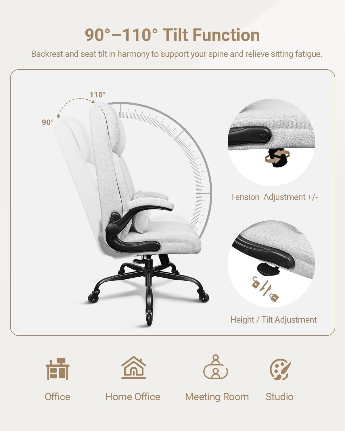 Tall Ergonomic Office Chair High Back Big & Tall Computer Desk Seat w/ Armrests