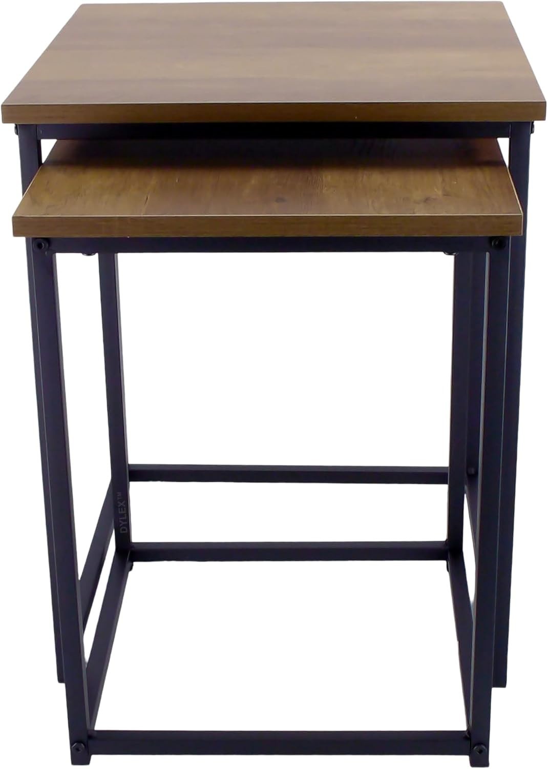 Set of 2 Square Nesting Coffee Tables Modern Wood & Metal Side End Table New