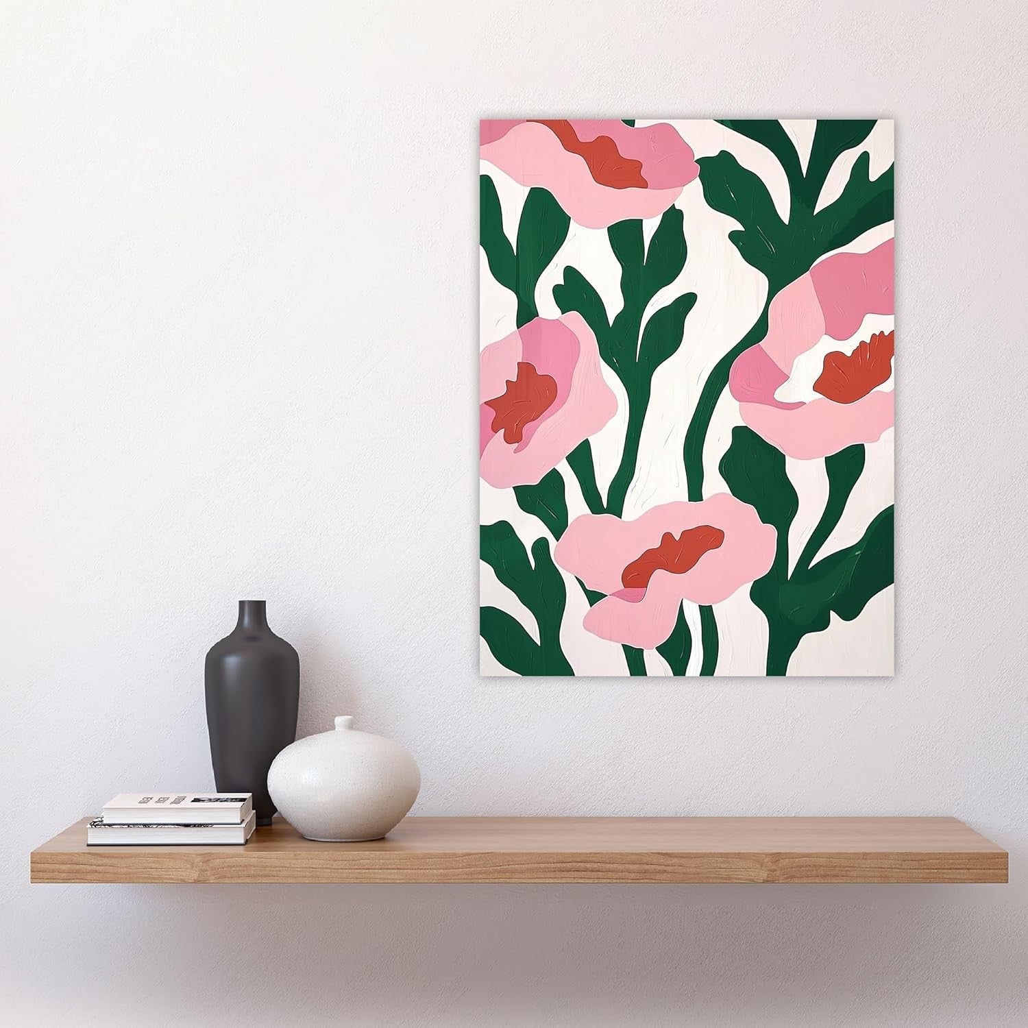 Abstract Flower Wall Art 18x24in Pink Green Large Modern Decor
