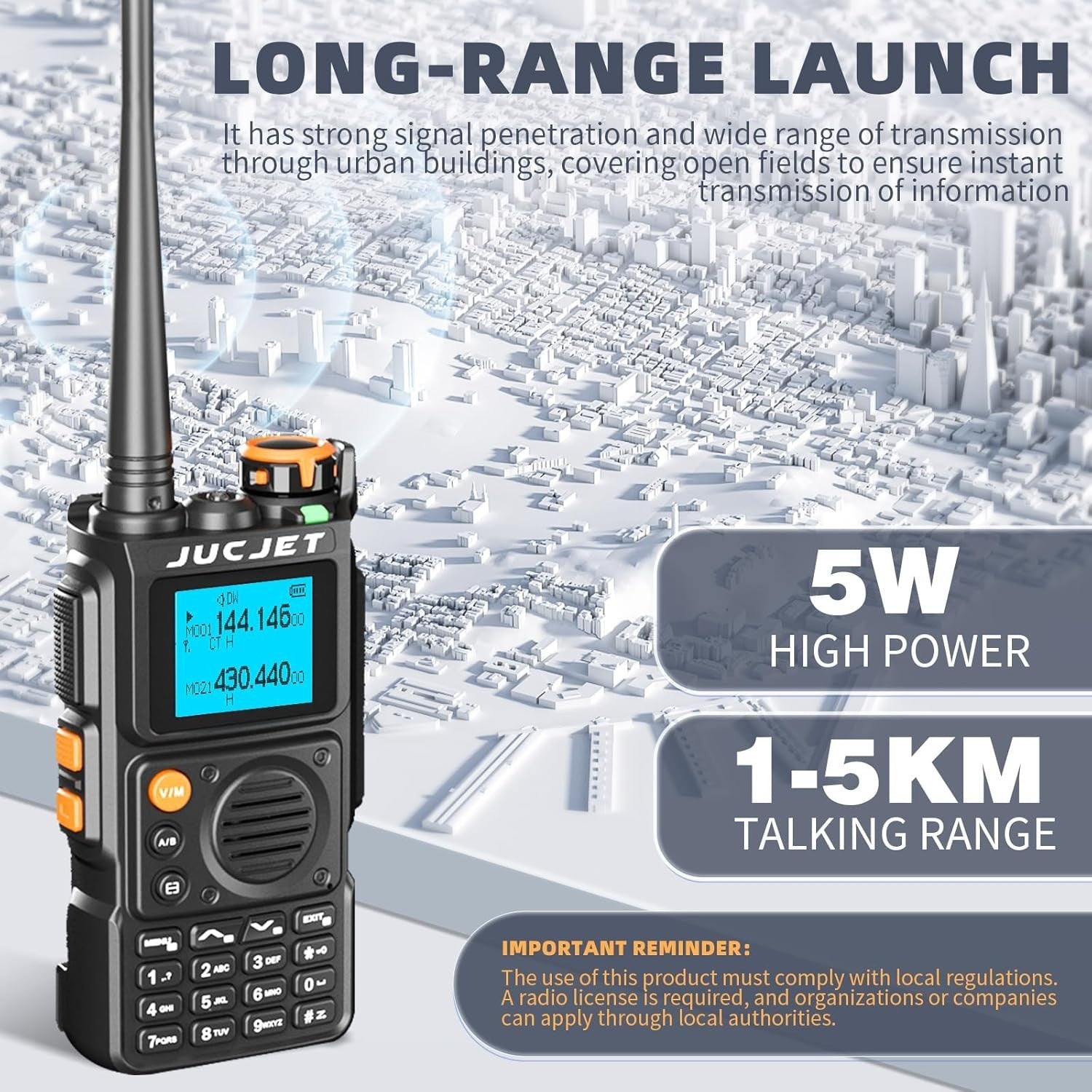 Dual Band Walkie Talkie 2 Pack 999 Channel High Power 2600mAh Radio