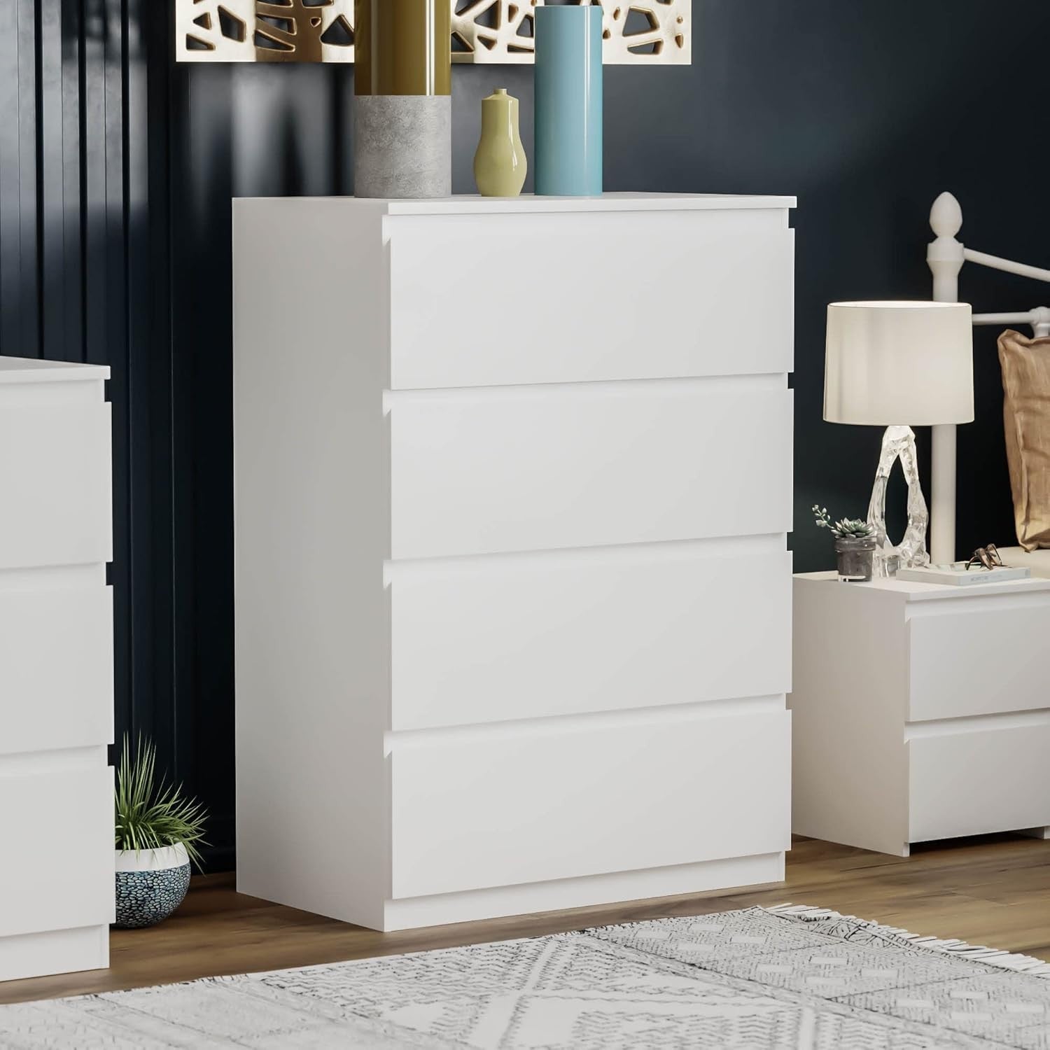 Modern 4-Drawer White Chest Storage Unit – Compact, Durable & Easy Setup