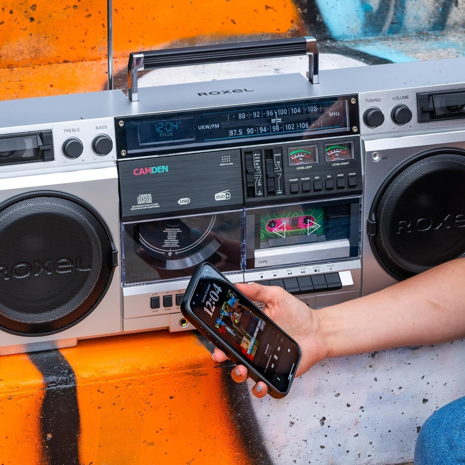 Retro Boombox Cassette CD Player with DAB/FM Radio, Bluetooth & USB