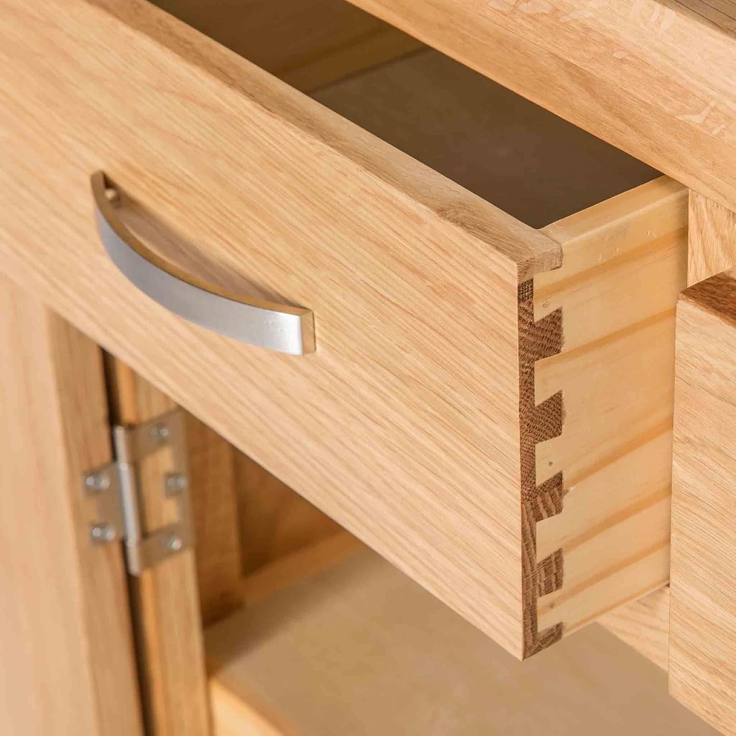 Solid Oak Sideboard Storage Cabinet 2 Door Cupboard | Drawers & Shelf Unit