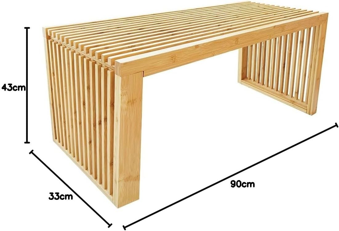 Modern Wooden Slatted Bench Indoor Seating with Storage for Home & Entryway
