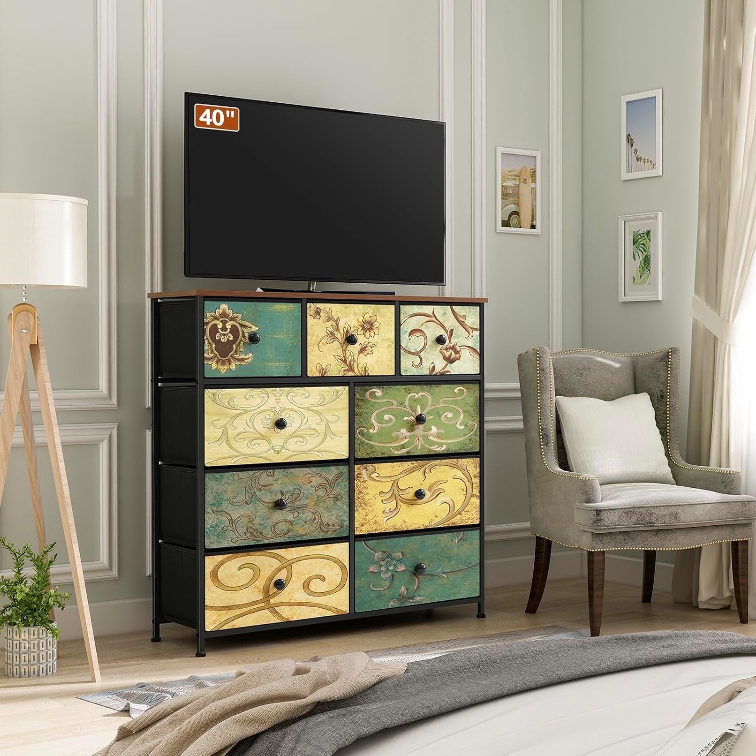 9 Drawer Fabric Chest Lightweight Storage Organizer Bedroom Living Room