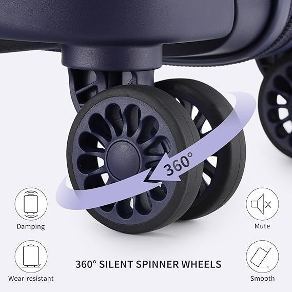24 Inch Lightweight Hard Suitcase PP 4 Spinner Wheels TSA Lock