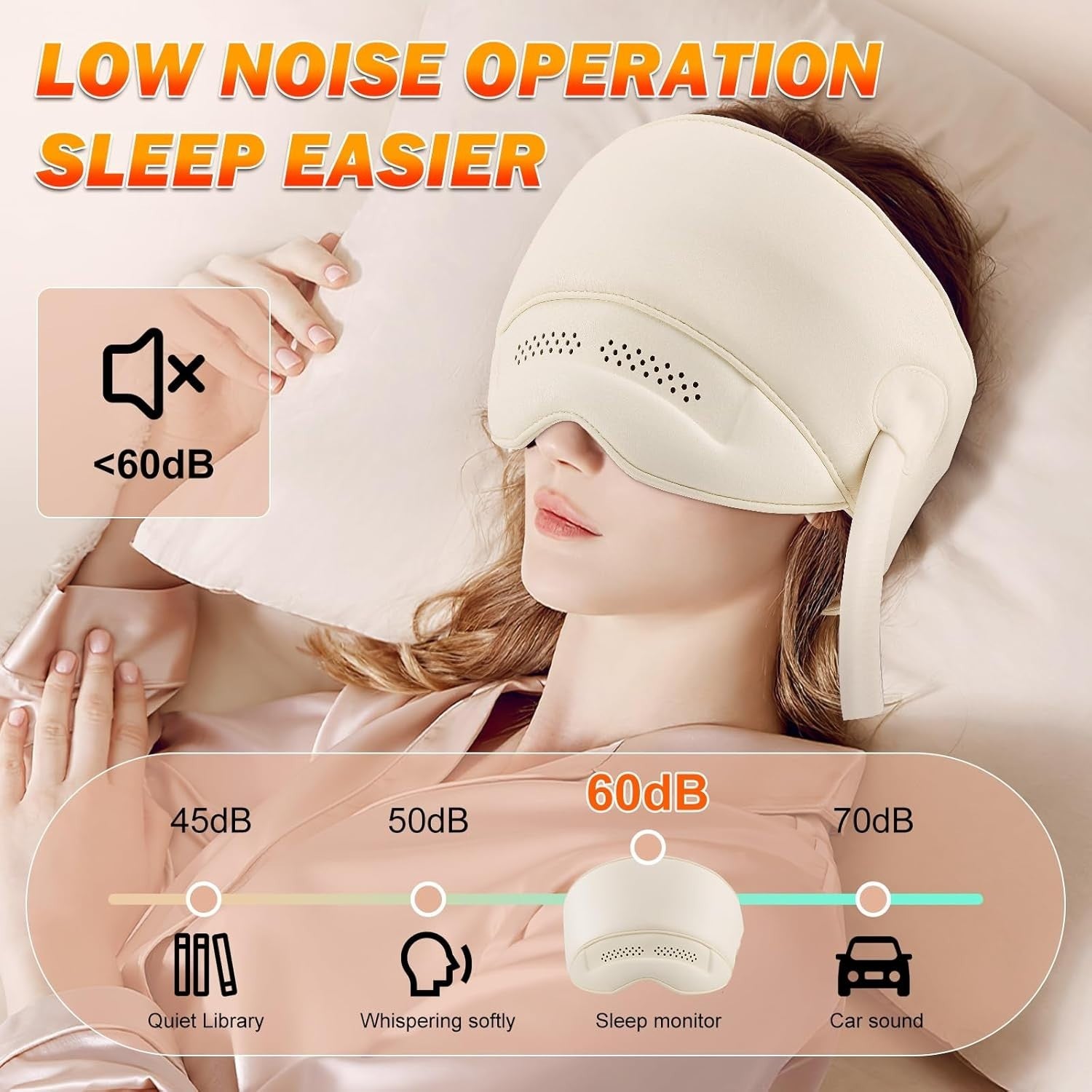 360° Electric Head Massager with Heat Eye Compress Migraine Relief Sleep Aid