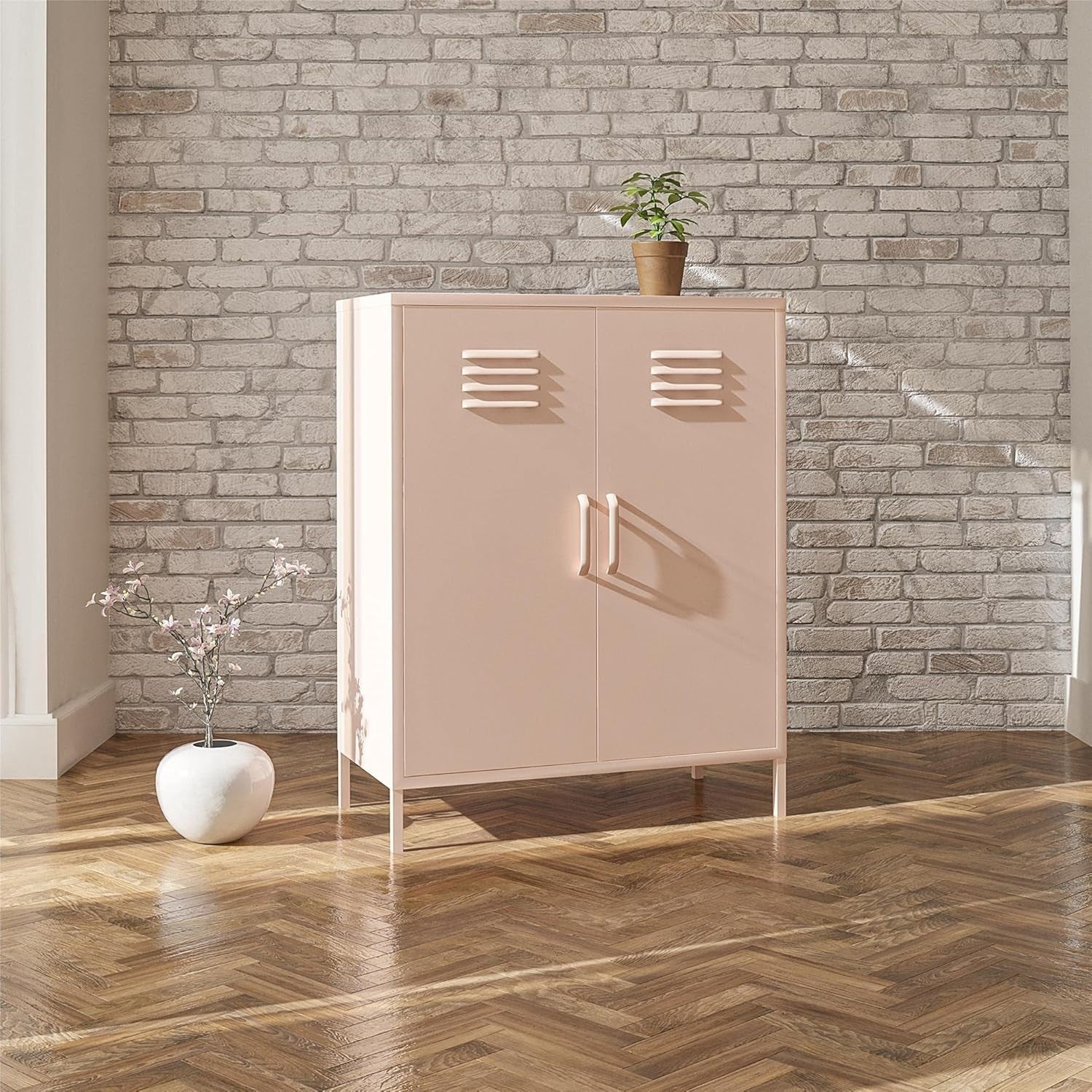 Modern Metal Storage Cabinet with 2 Doors & Adjustable Shelves, 80x40x102cm