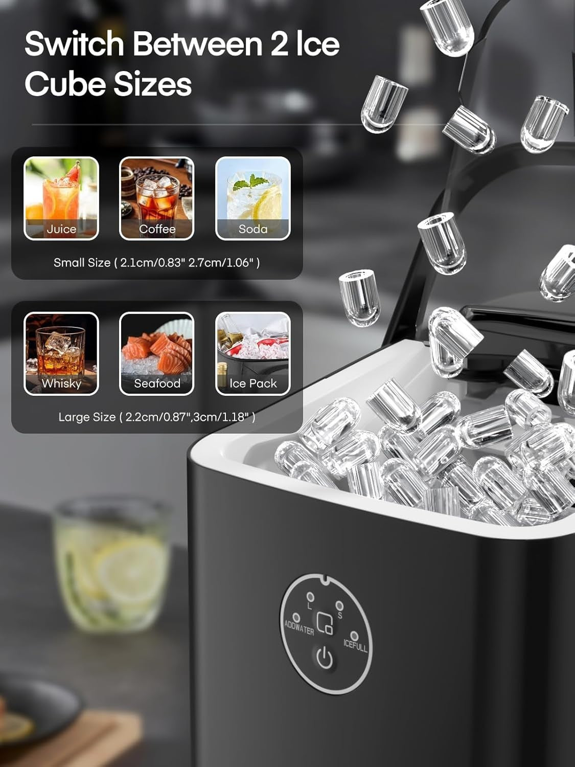 Countertop Ice Maker Fast 13kg Daily Portable Compact Machine