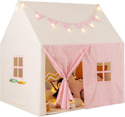 Pink Kids Castle Play Tent with Mat Star Lights Fairy Indoor House