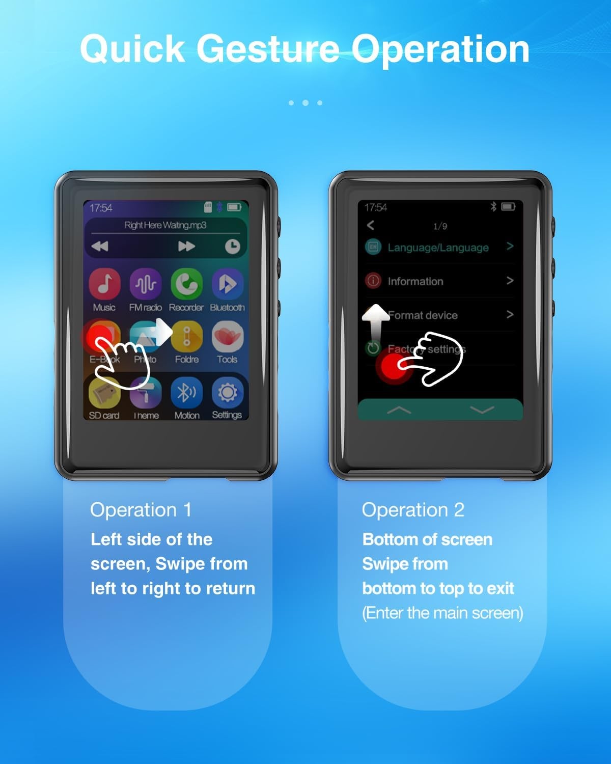 16GB Bluetooth 5.3 MP3 Player Pink Touch Screen 512GB