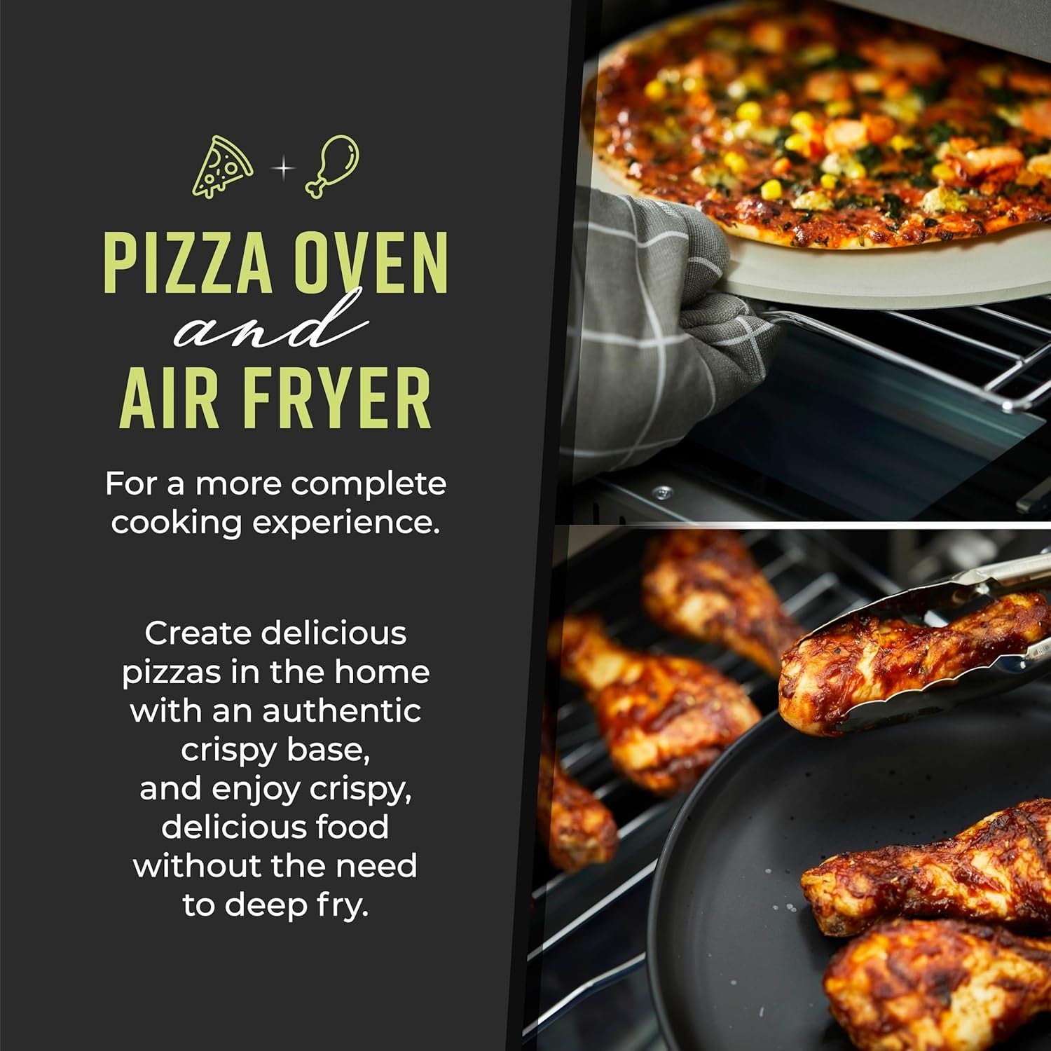 Electric Pizza Oven 2000W Turbo Crisper | 400°C Max Heat | 15 Cooking Functions