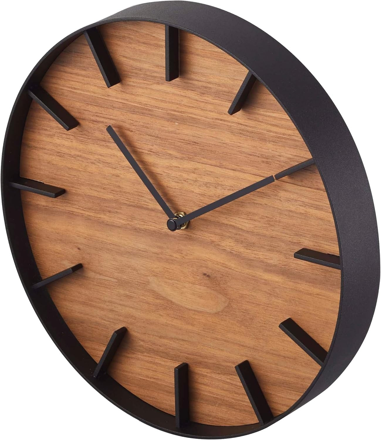 Modern Walnut Wood Wall Clock Silent Non-Ticking Large Display Decor