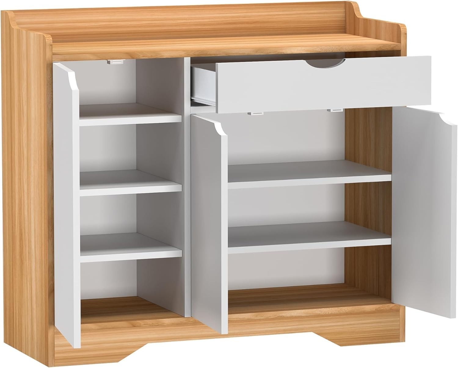 Large Modern Wooden Shoe Cabinet with Drawer & 3 Doors for Hallway