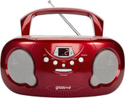 Portable Boombox CD Player Bluetooth Radio AUX Headphone LED Red