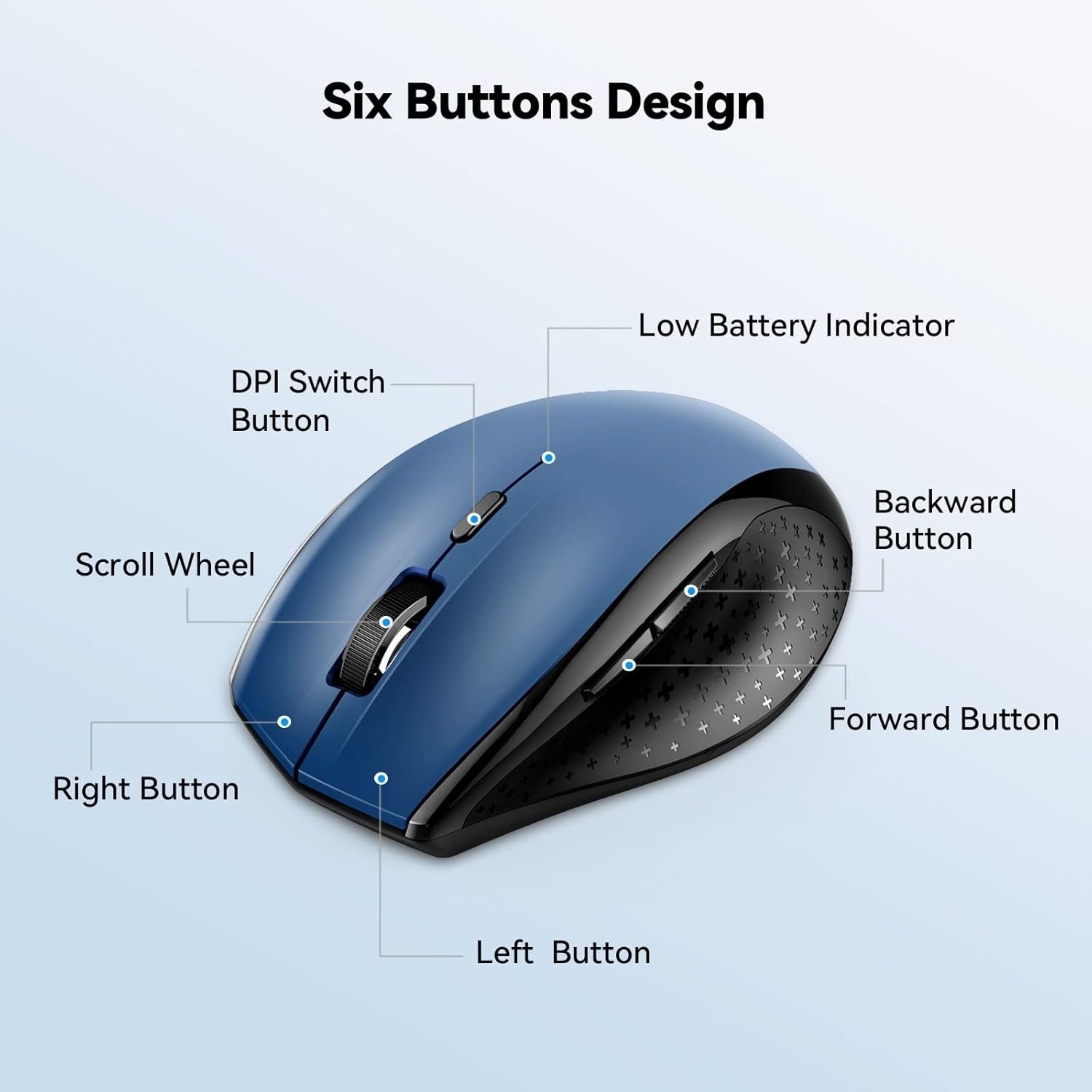 Bluetooth Wireless Mouse 4800 DPI Silent Ergonomic Cordless for Laptop PC