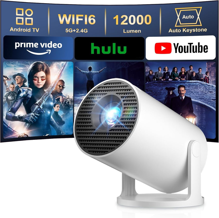 WiFi 6 Mini Projector 12000 Lumens 8K Support Bluetooth Short Throw