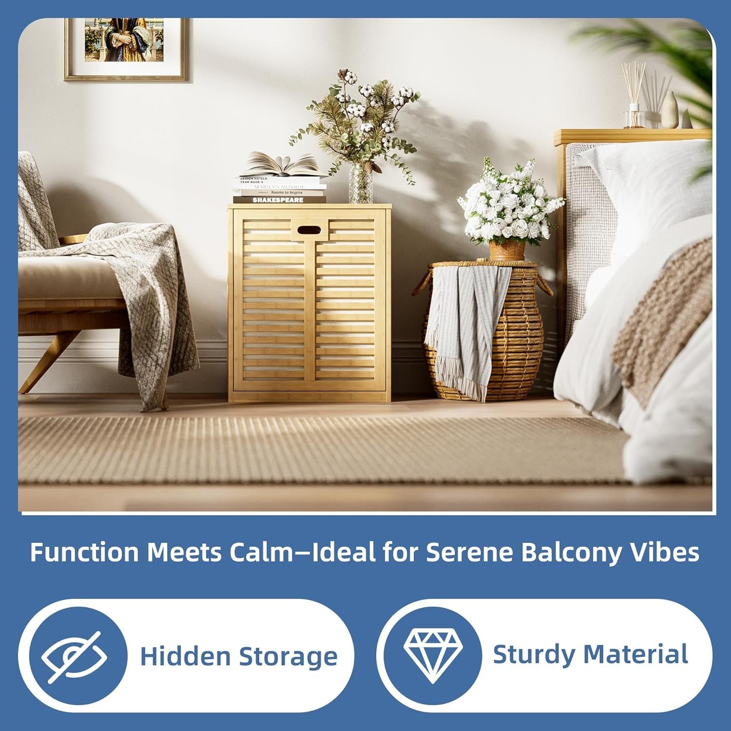 Bamboo Tilt Out Laundry Hamper Cabinet with Hidden Basket Storage Natural
