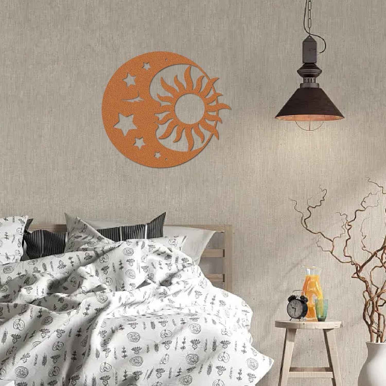 Sun Moon Stars Metal Wall Art Boho Celestial Home Decor