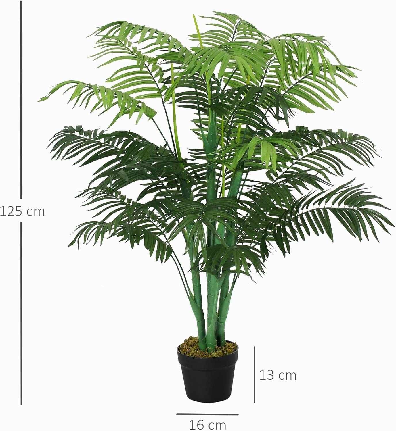 Set of 2 Artificial Palm Trees 125cm 4FT Faux Green Potted Home & Garden Decor