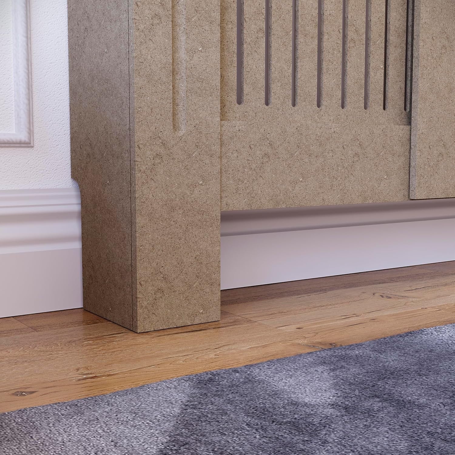 Adjustable Unfinished Radiator Cover | Modern MDF Slatted Cabinet