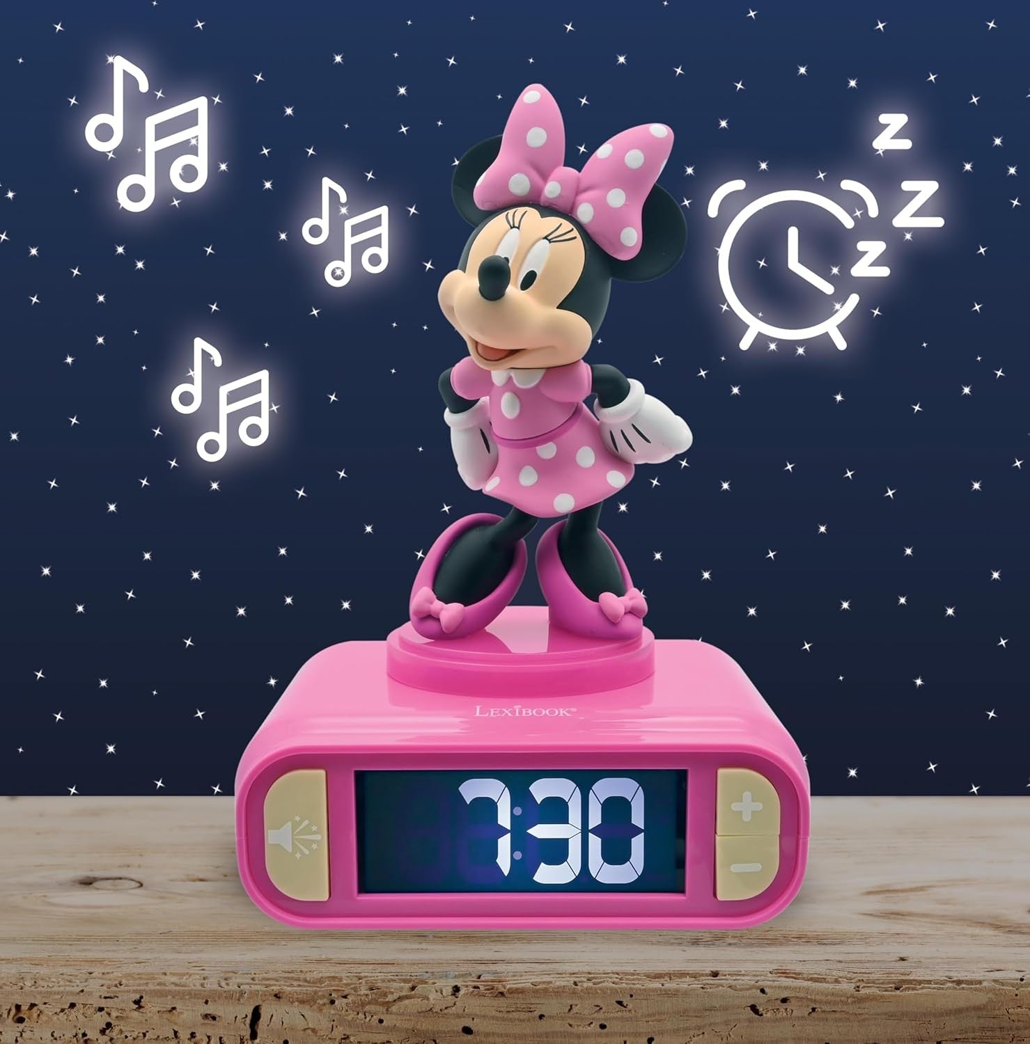 Kids Cartoon Alarm Clock Night Light LED Display Snooze Sounds Bedroom