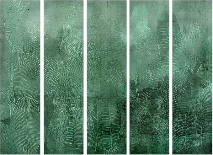 Jungle Leaf 5 Panel Room Divider 225x172cm Double Sided Acoustic Screen