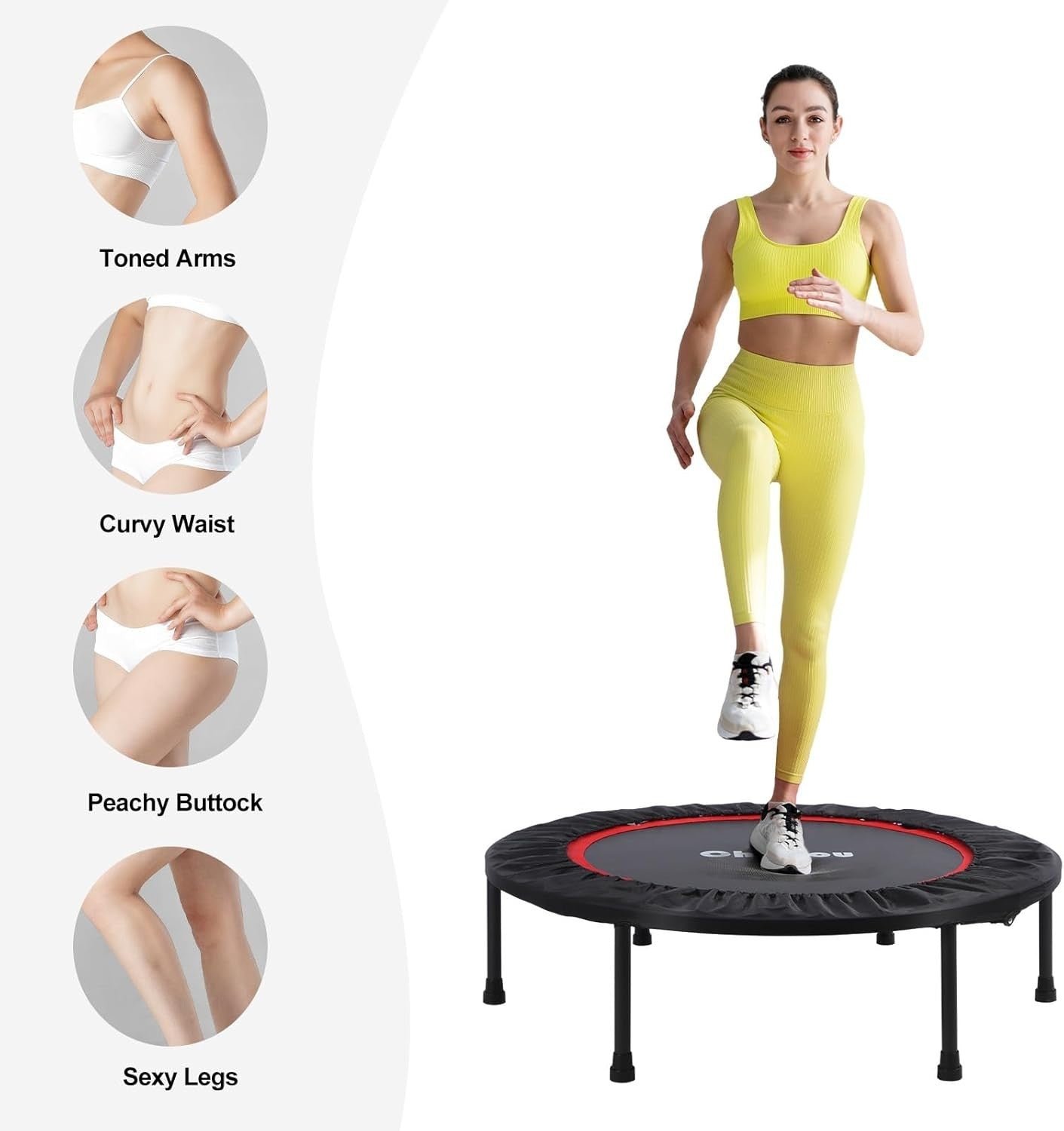 40in Foldable Fitness Rebounder Trampoline Silent Low Impact 180kg