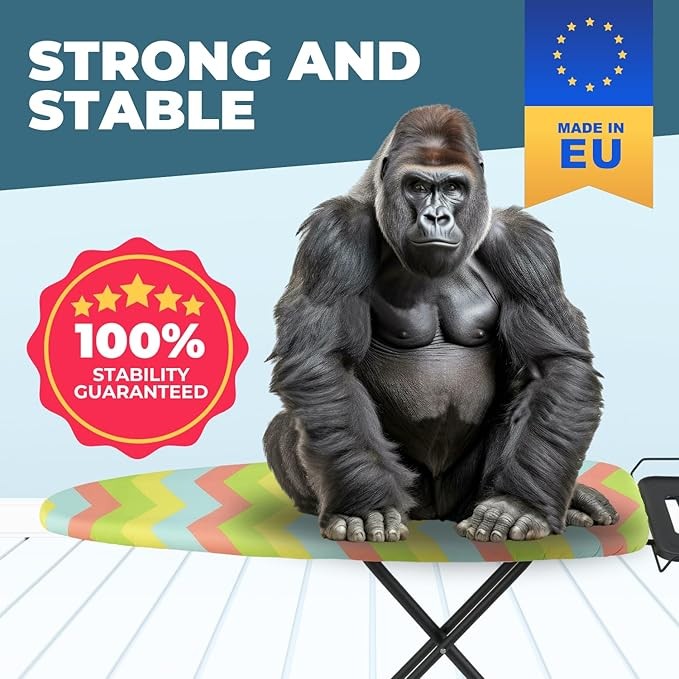 Extra Wide Ironing Board Foldable Stable Steam Station Ready 120x40cm