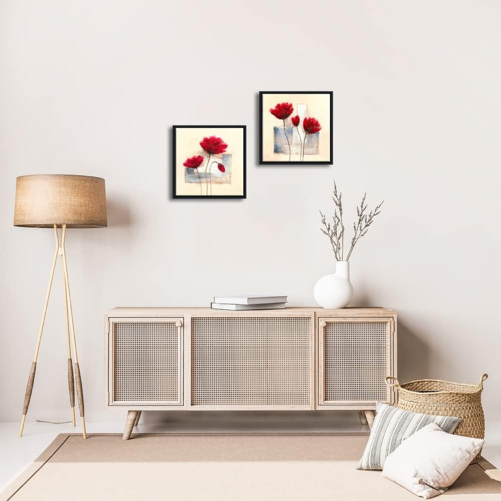 2‑Panel Abstract Floral Canvas Wall Art 12×12 in Each Modern Decor Wall Art